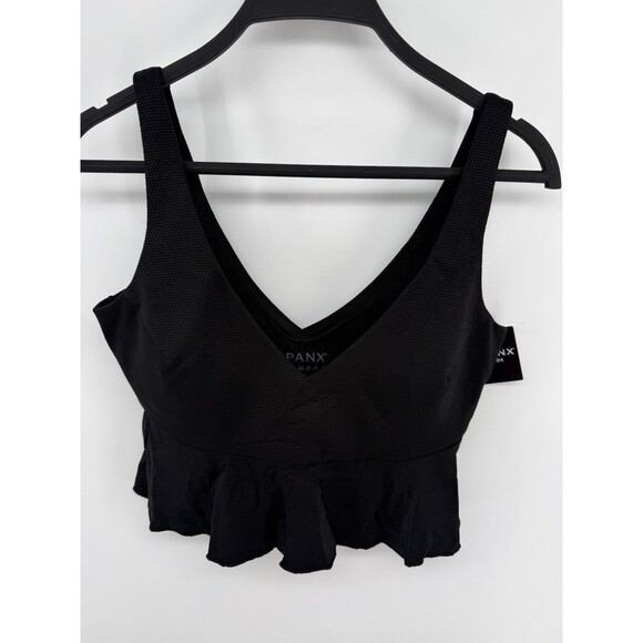 Other - Spanx Swim pique longline flounce top NWT Black Size M